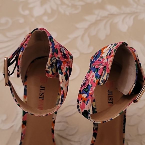 JustFab Lotus Floral High Heel Sandals - Picture 7 of 16